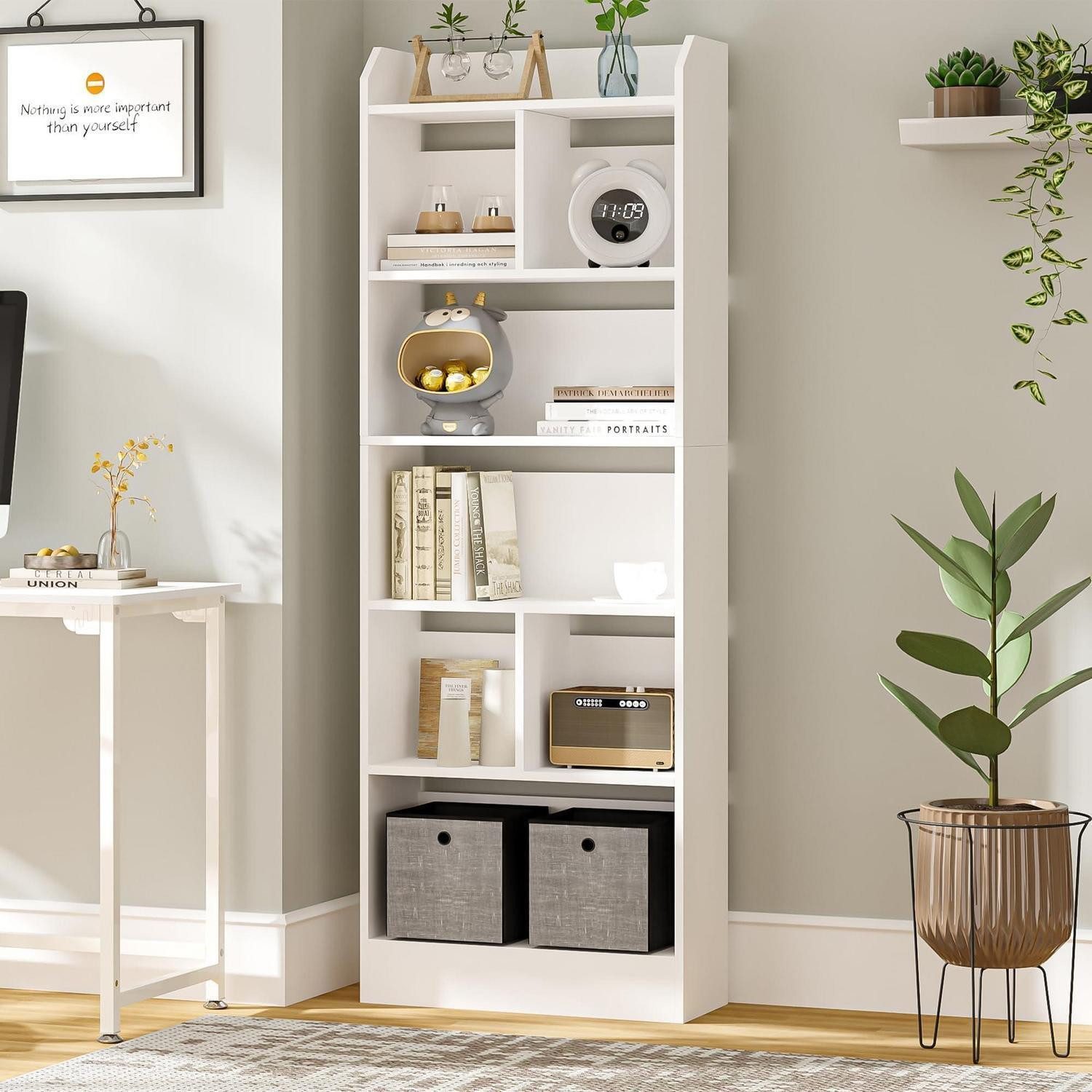 LuxusKollektion Bücherregal Bücherregal 6 Fächer 24x60x170 Weiß