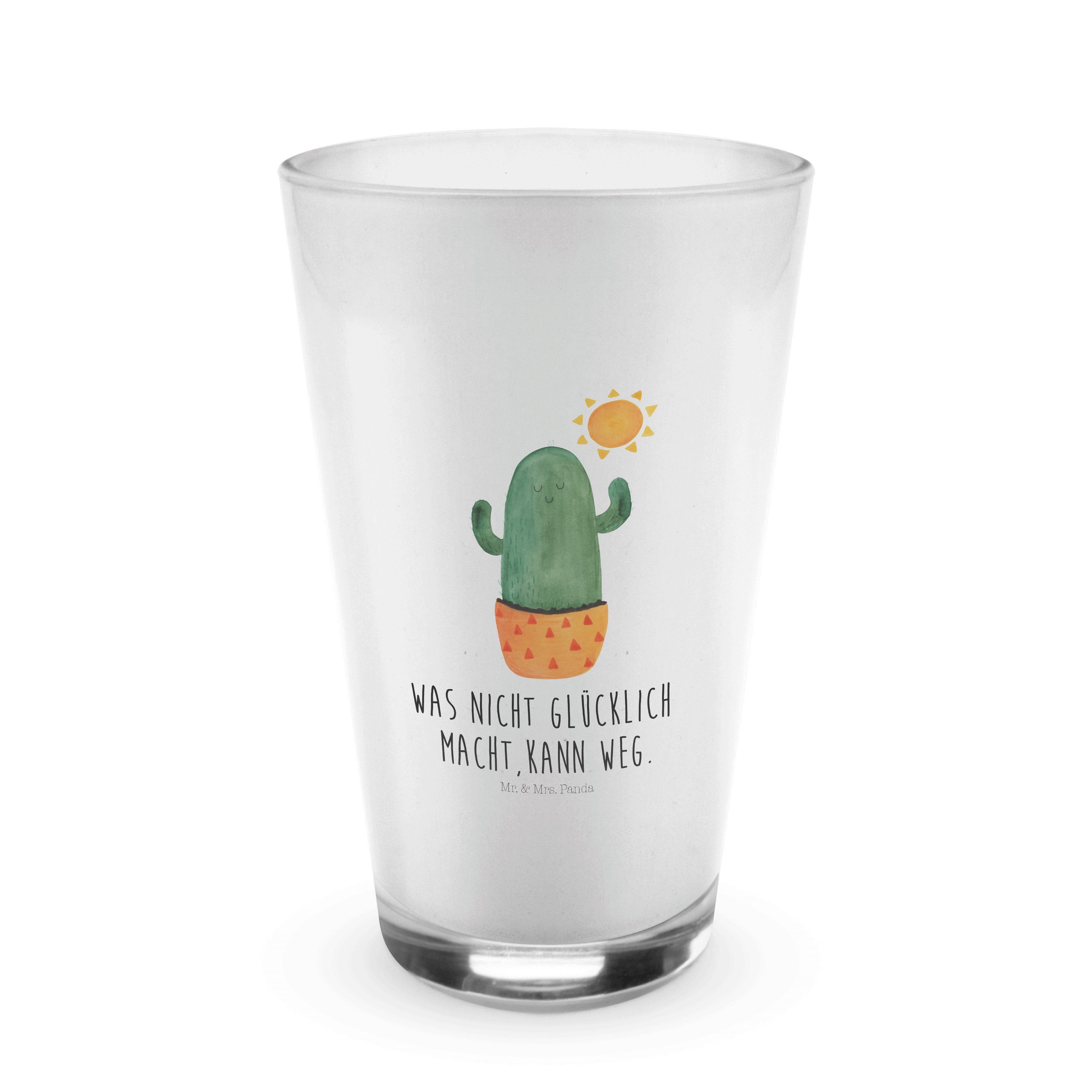 Mr. & Mrs. Panda Glas Kaktus Sonnenanbeter - Transparent - Geschenk, Kakteen, Cappuccino Ta, Premium Glas | Gläser