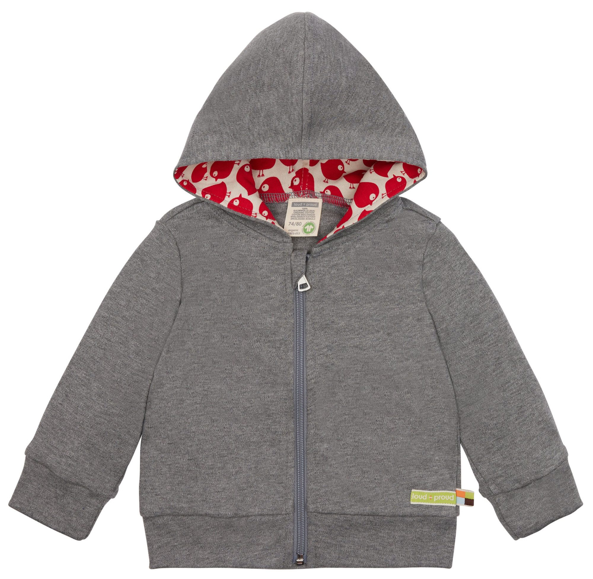 loud + proud Kapuzensweatjacke aus leichtem Interlock