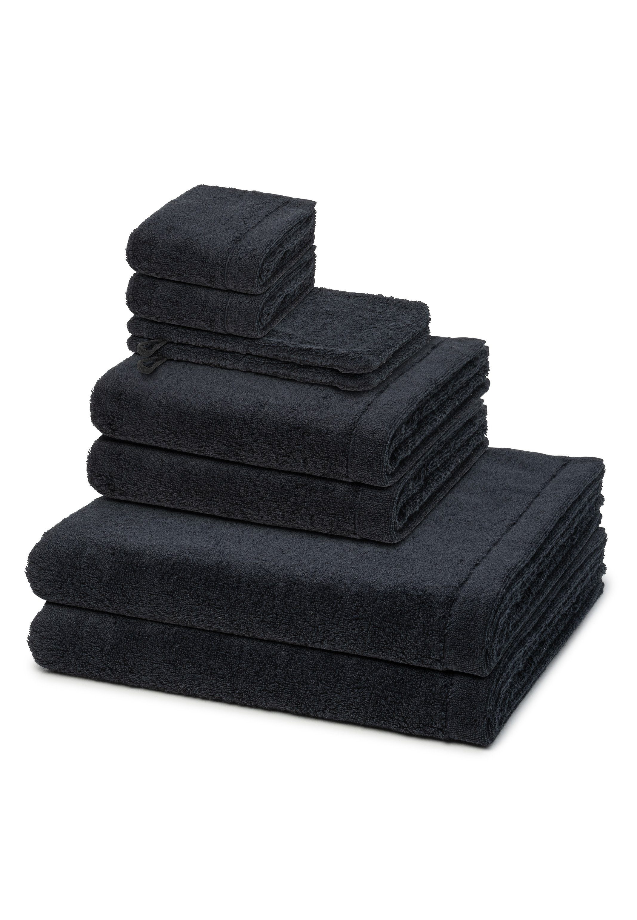 Wasch- Handtuch Gäste- Baumwolle X Cawö Lifestyle, Handtuch (Spar-Set, Set X Schwarz 2 Set X 2 - Dusch- X Walkfrottee, im 2 - 2 8-tlg),