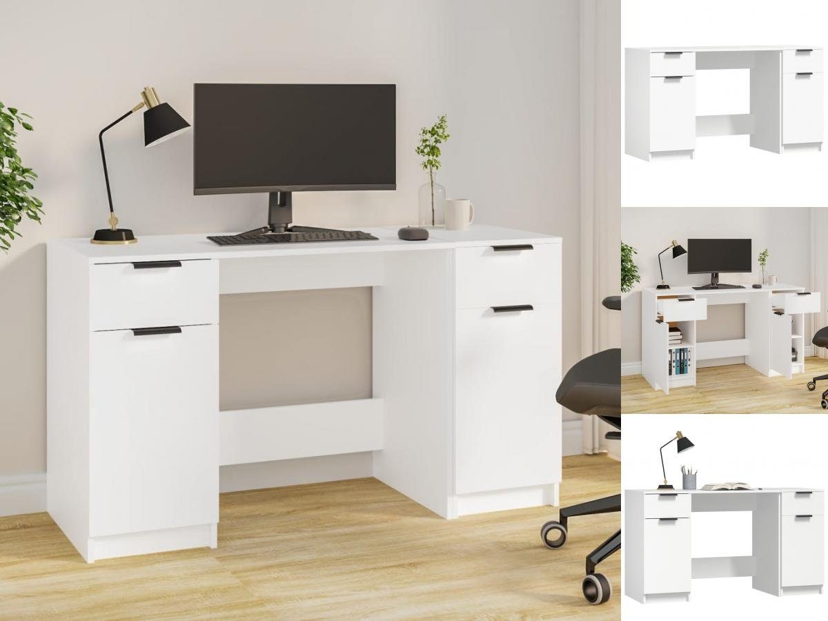 vidaXL Schreibtisch Schreibtisch mit Beistellschrank Weiß Holzwerkstoff Home Office Arbeit | Schreibtische