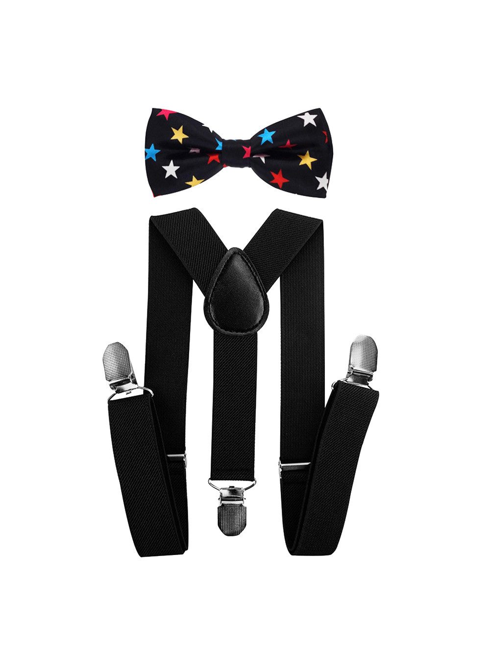 axy Hosenträger Kinder Jungen Hosenträger mit Bunt Fliege Set (2-St., 2er Set) für Kinder 1-6 Jahre alt, verstellbar und elastisch