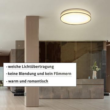 Nettlife LED Deckenleuchte Rund Weiß Moderne Stoff Schlafzimmerlampe 3000K 12W, LED fest integriert, Warmweiße