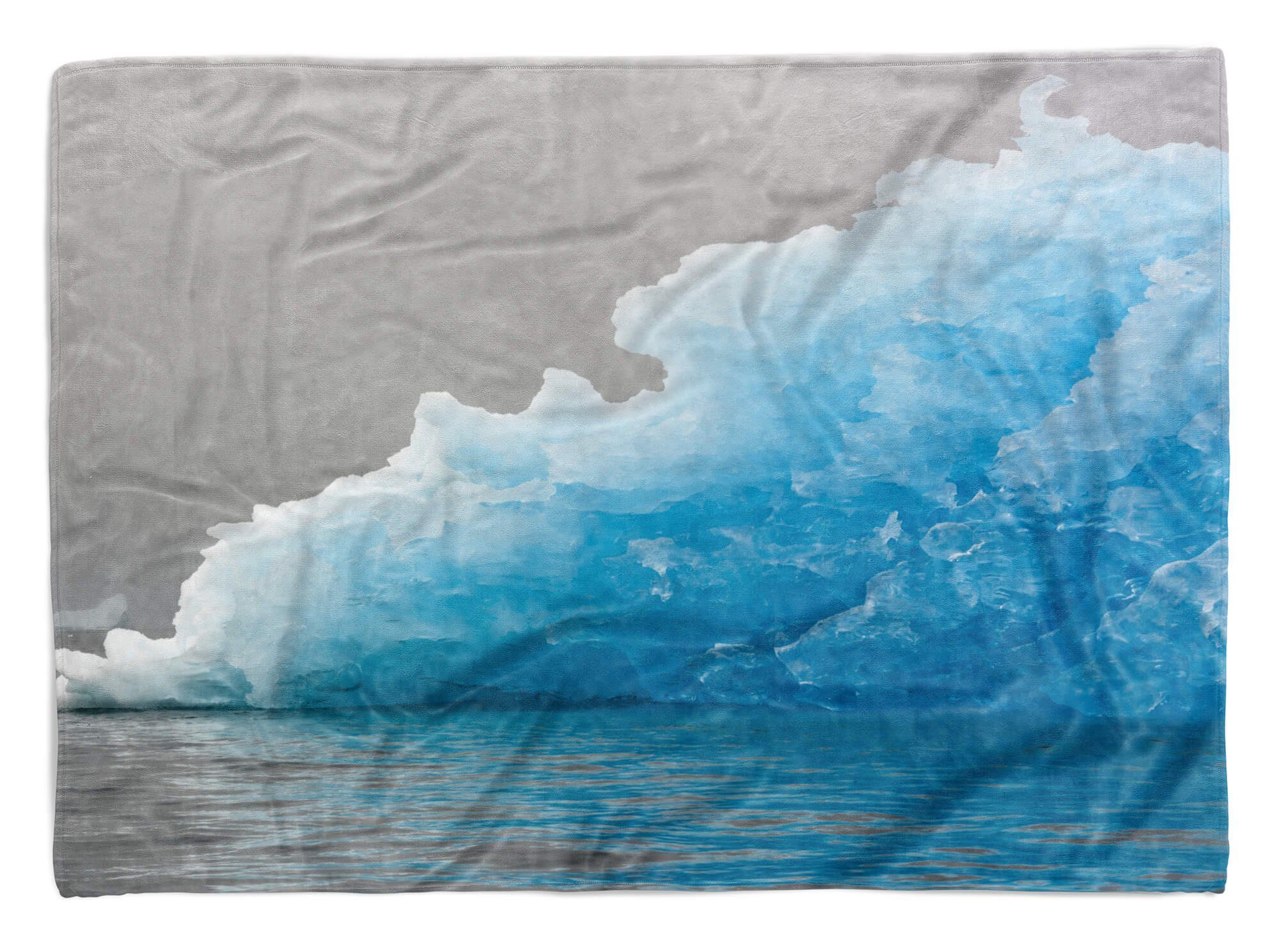Strandhandtuch mit Eisberg Handtuch (1-St), Kuscheldecke Art Wasser, Handtücher Handtuch Baumwolle-Polyester-Mix Fotomotiv Saunatuch Eis Sinus
