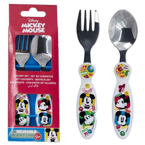 Disney Mickey Mouse Kinderbesteck Kinder Besteck-Set Mickey Mouse Micky Maus 2-teilig Gabel, Löffel (2-tlg)