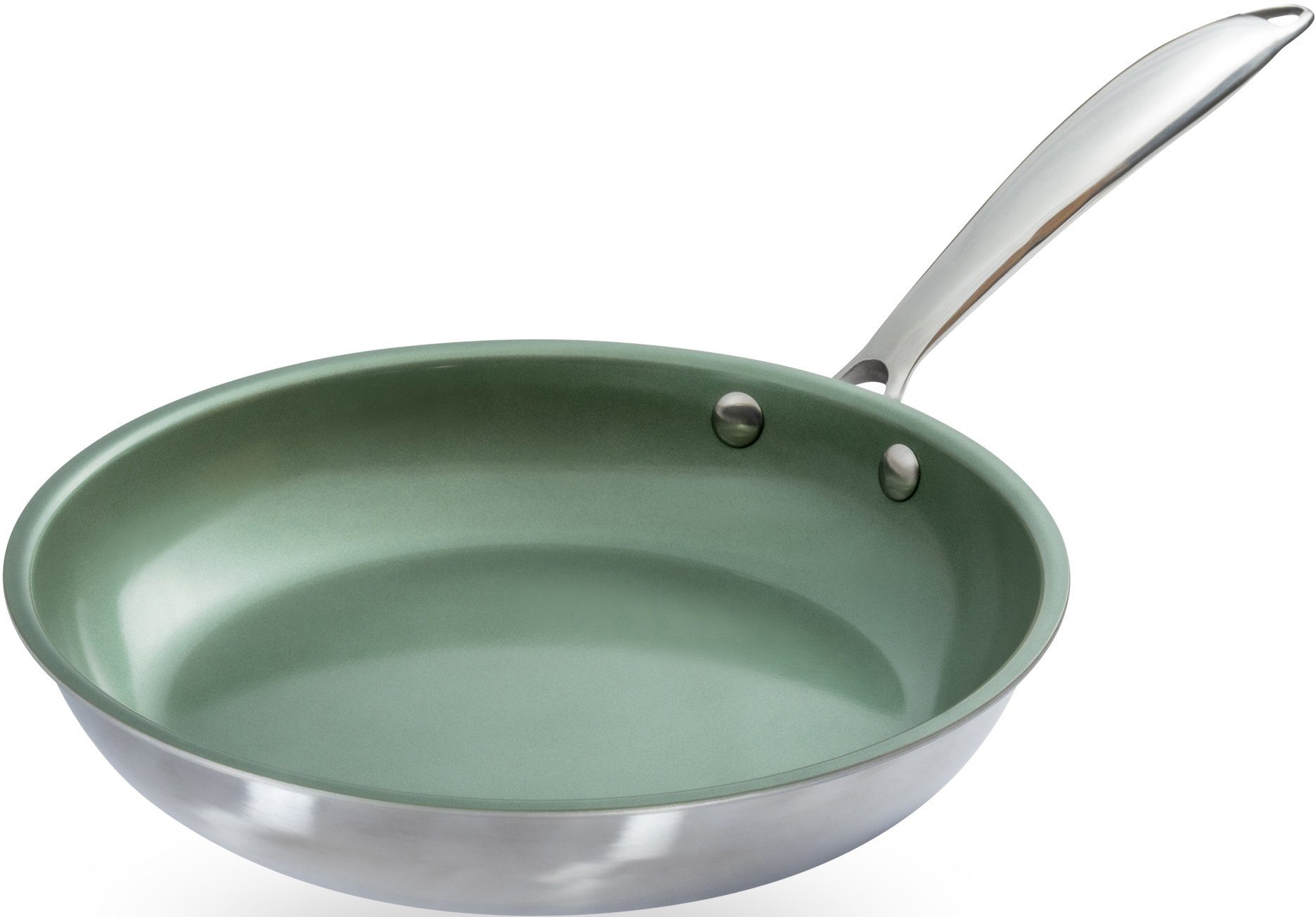 JUST VEGAN Bratpfanne CeraVegan, Edelstahl 18/8 (1-tlg), Pflanzliche Keramikbeschichtung, Induktion