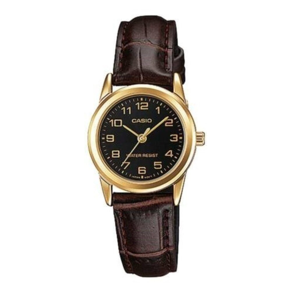 Luxusuhr Damen Analog Quarz Uhr mit Leder Armband LTP-V001GL-1