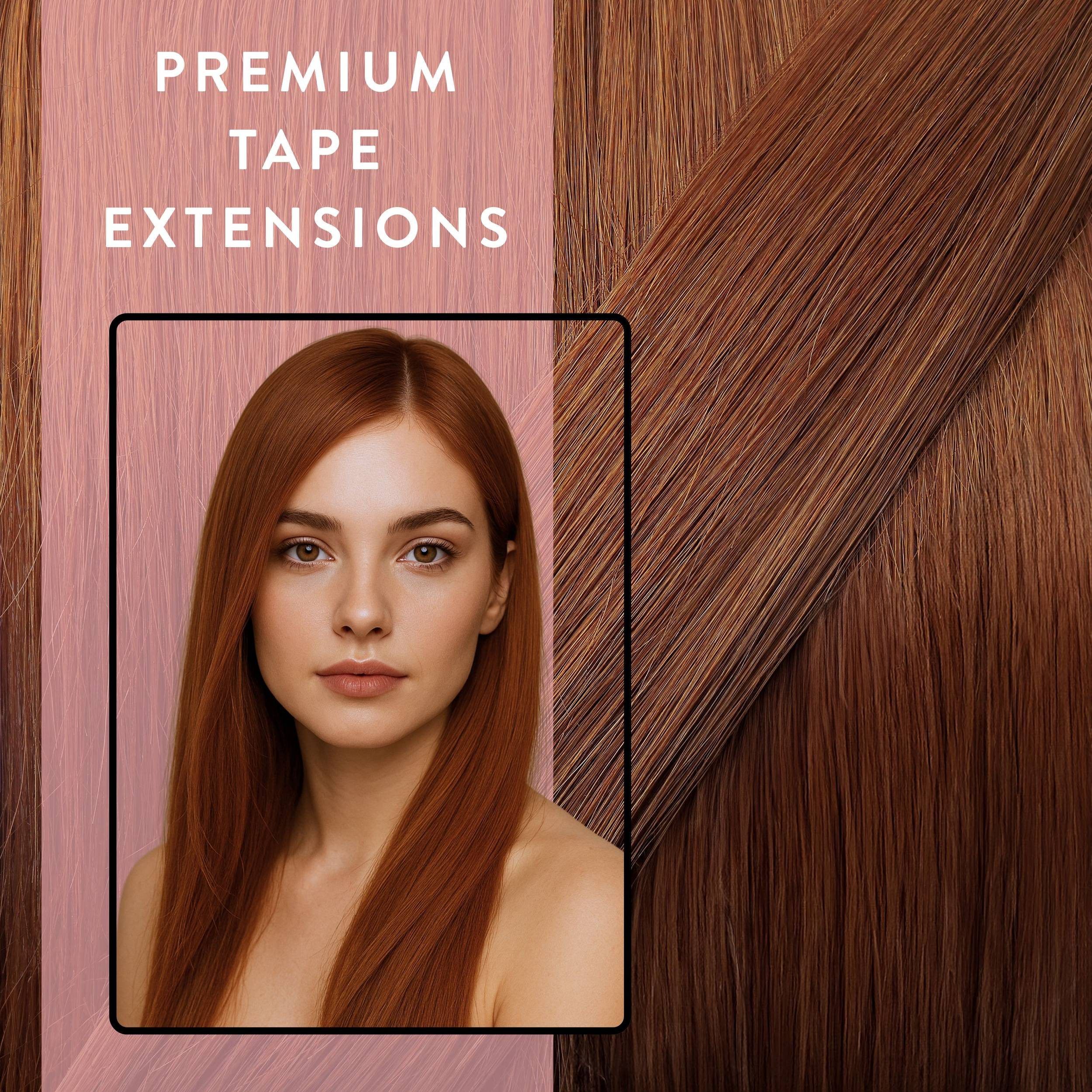 hair2heart Echthaar-Extension Premium Tape Extensions #6/34 dunkelblond gold rot 40cm