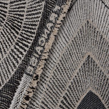 Vorhang SCHÖNER LEBEN. Vorhang Leinen Blätter geometrisch ecru schwarz 245cm, SCHÖNER LEBEN., Ösen (1 St), blickdicht, Leinen, handmade, made in Germany, vorgewaschen