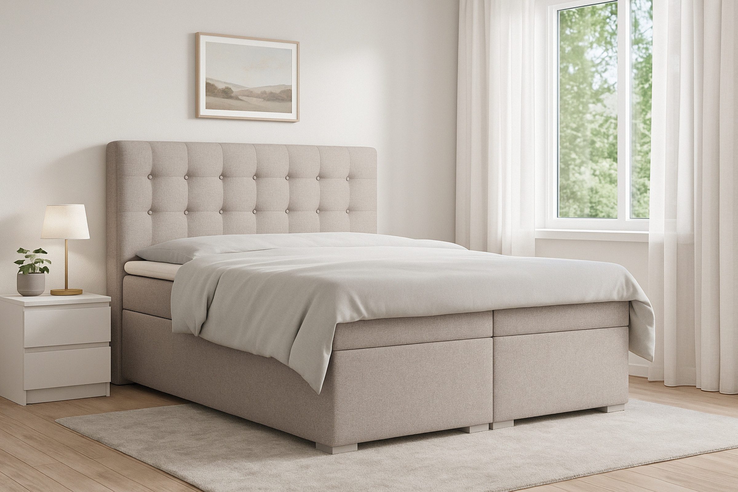 Deine Möbel 24 Boxspringbett CLAUDIA Boxbett Komplettbett inkl. Bonellfederkernmatratzen H3 (Taschenfederkernmatratzen 7 Zonen H4 optional Grau Hellgrau Schwarz Anthrazit Beige Samt Velour, 3-St., Polsterbett Ehebett Bett mit Topper und Bettkästen, Matratzen H3 / H4), mit Topper, mit Bettkästen, 120x200 140x200 160x200 180x200 200x200
