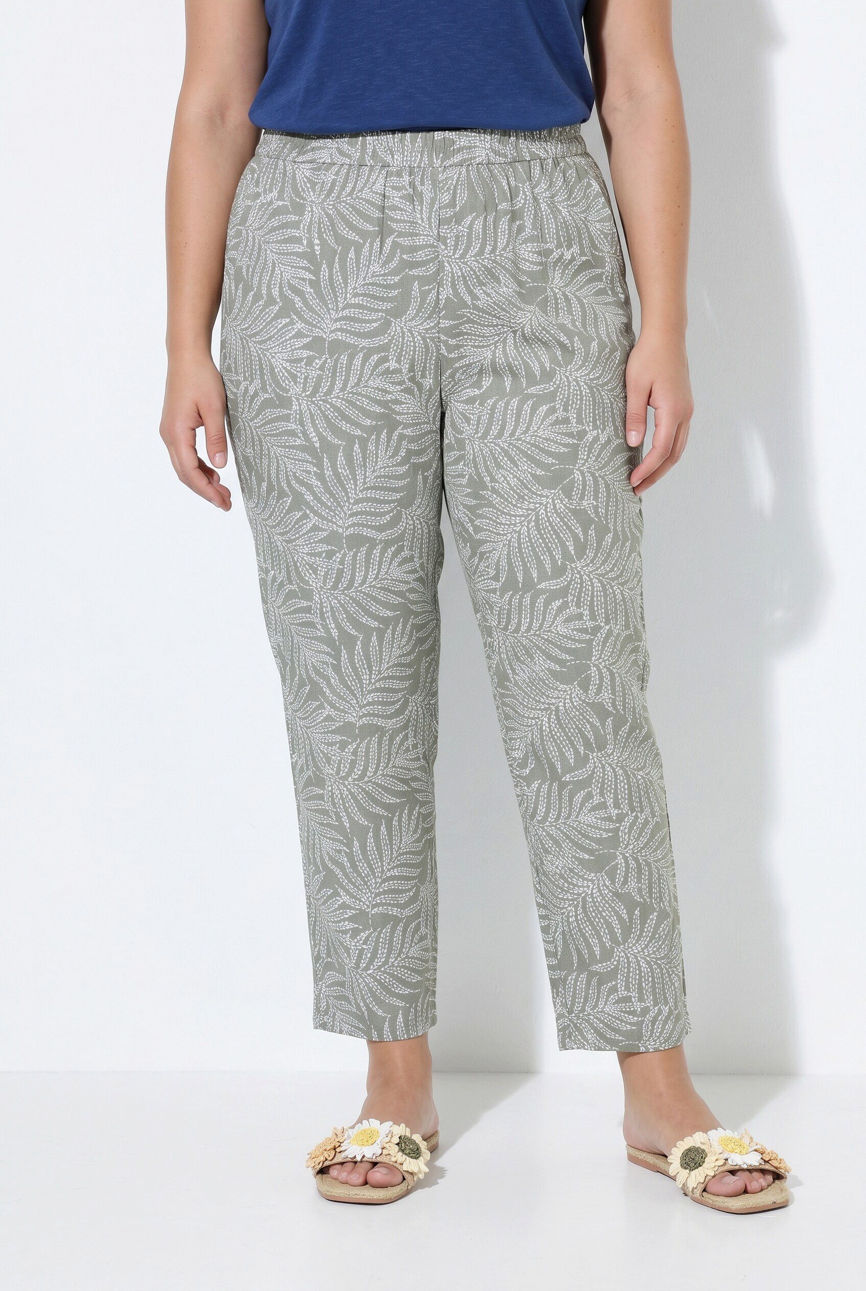 Angel of Style Funktionshose Hose weites gerades Bein Blätter-Muster