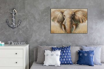 KUNSTLOFT Gemälde Ruhiger Riese 90x60 cm, Leinwandbild 100% HANDGEMALT Wandbild Wohnzimmer