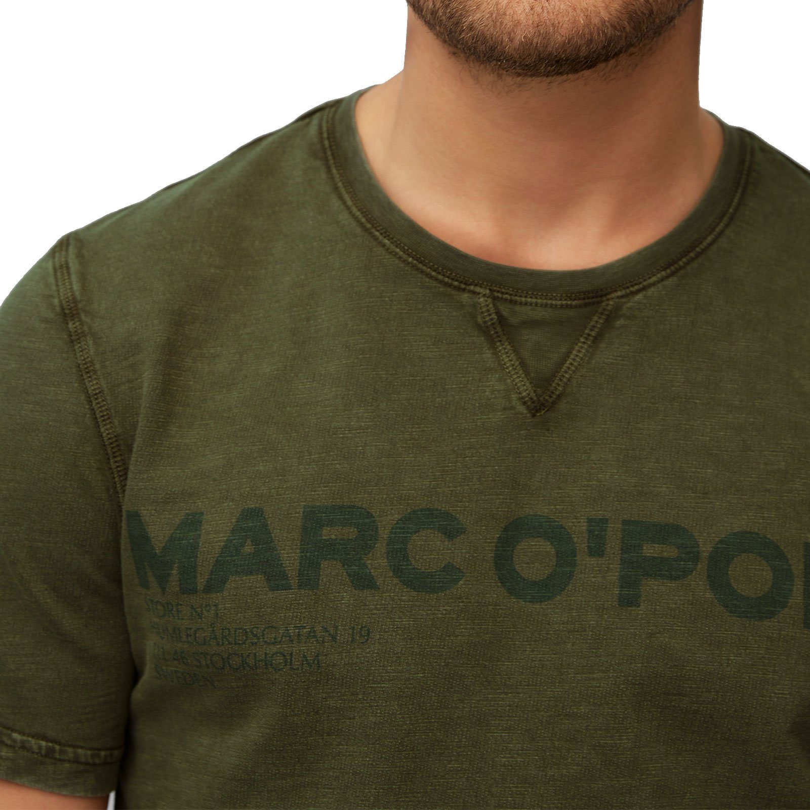 O'Polo Shirt Crew Marken-Aufschrift olive Neck T-Shirt mit 707 Marc