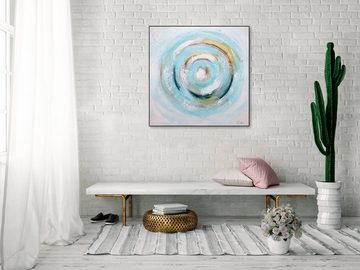 KUNSTLOFT Gemälde Gleaming Swirl 80x80 cm, Leinwandbild 100% HANDGEMALT Wandbild Wohnzimmer