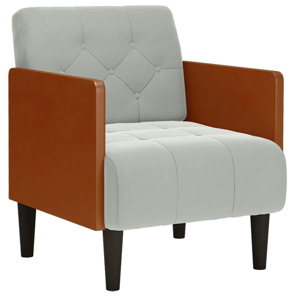 vidaXL Sessel Sessel mit Armlehnen Hellgrau 55 cm Samt (1-St)