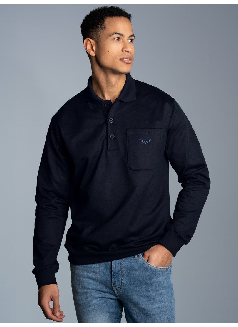 Trigema Sweatshirt TRIGEMA Langarm Polo aus Sweat-Qualität