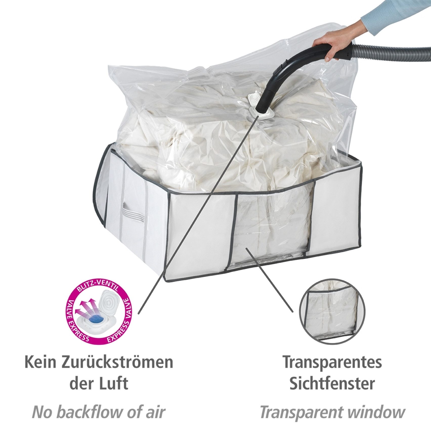 WENKO Unterbettkommode Vakuum Soft Box L, integrierte Vakuum-Tasche & Blitzventil, bis zu 75 % Platzersparnis