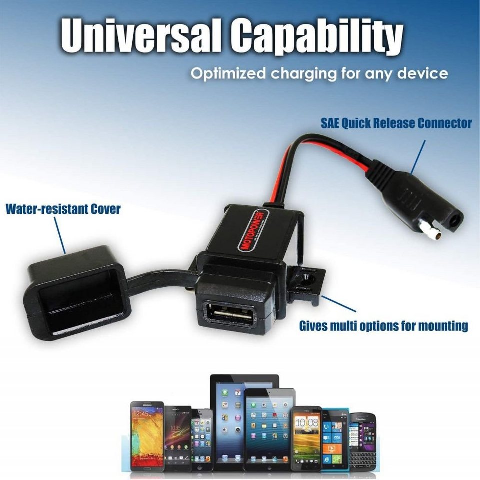 GelldG 2.1AMP Motorrad USB Ladegerät Kit SAE zu USB Adapter Kabel Elektro- Kabel