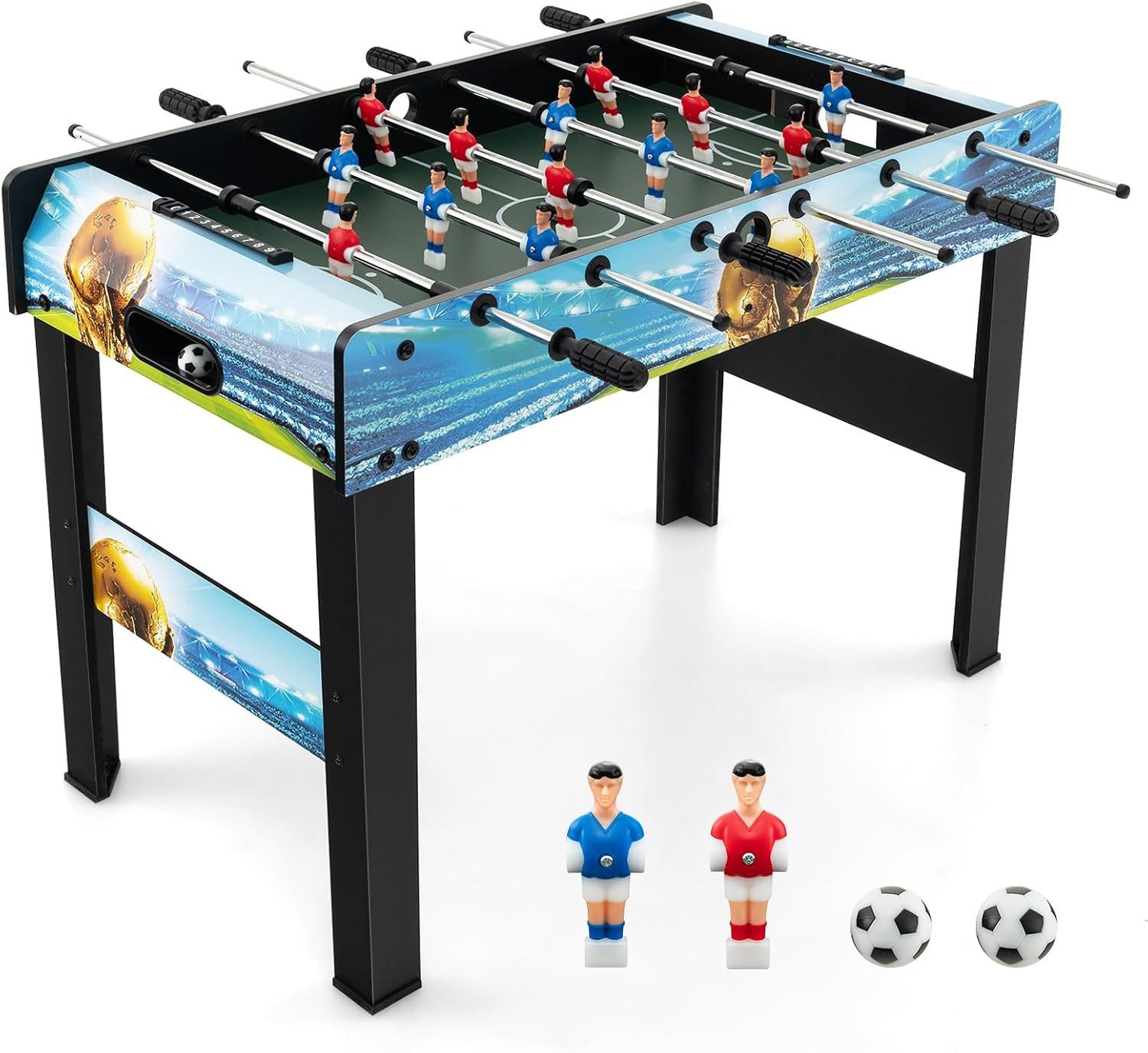 COSTWAY Kickertisch 2 in 1 Tischkicker Tischfußball Spieltisch, mit Punktezähler & abnehmbaren Beinen