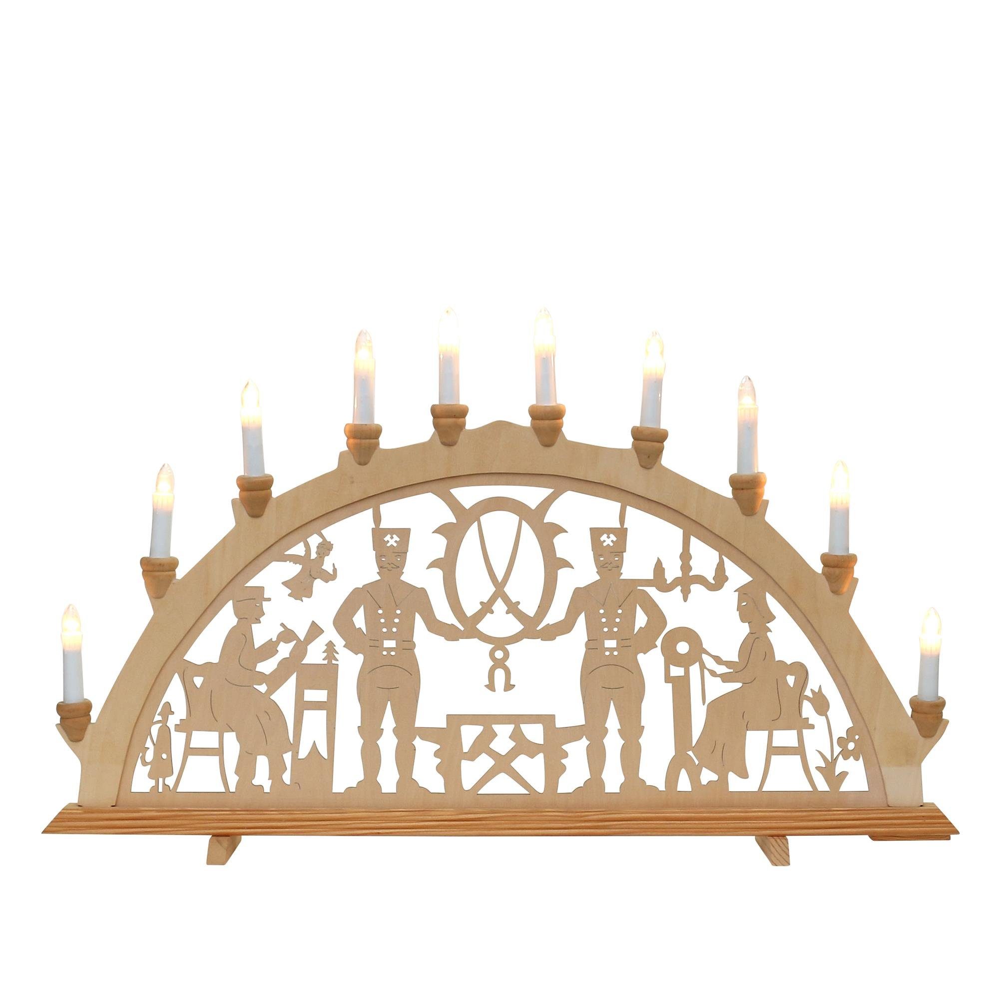 Schwibbogen Schwibbogen, 10 flammig, Motiv: Bergleute, ca. 71 x 4 x 40 cm.