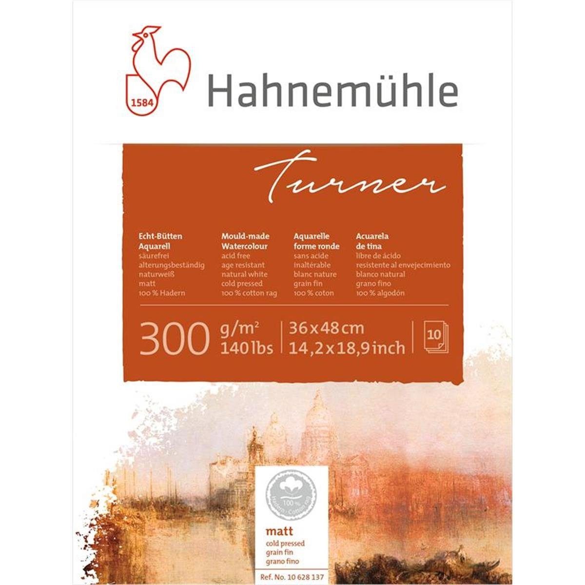 Hahnemühle Aquarellpapier Turner Aquarellblock - 300 g/m² - matt - 36 x 48 cm - 10 Blatt