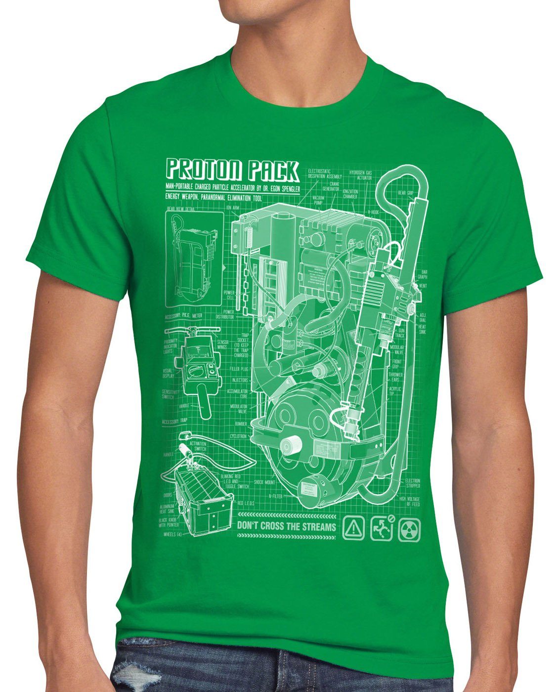 Herren Geisterjäger geist grün Print-Shirt ecto-1 Protonenstrahler ghostbusters halloween style3 T-Shirt