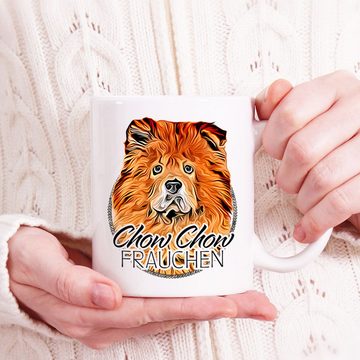 Cadouri Tasse CHOW CHOW FRAUCHEN - Kaffeetasse für Hundefreunde, Keramik, mit Hunderasse, beidseitig bedruckt, handgefertigt, Geschenk, 330 ml