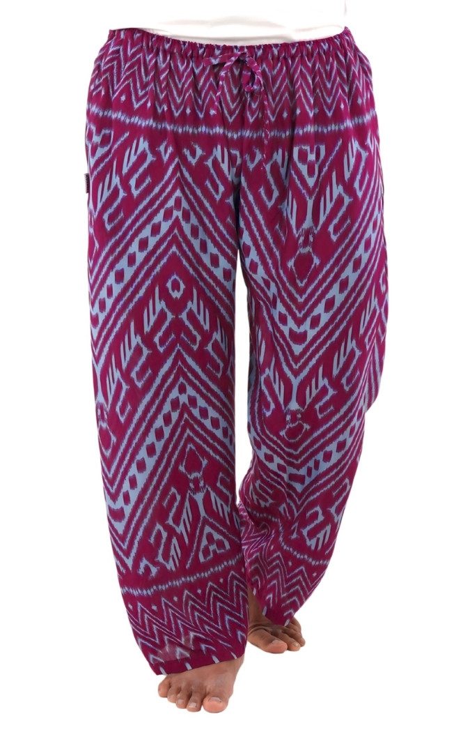 Loungehose gemusterte Relaxhose aus 100% Viskose Unisex Haremshose Wellnesshose