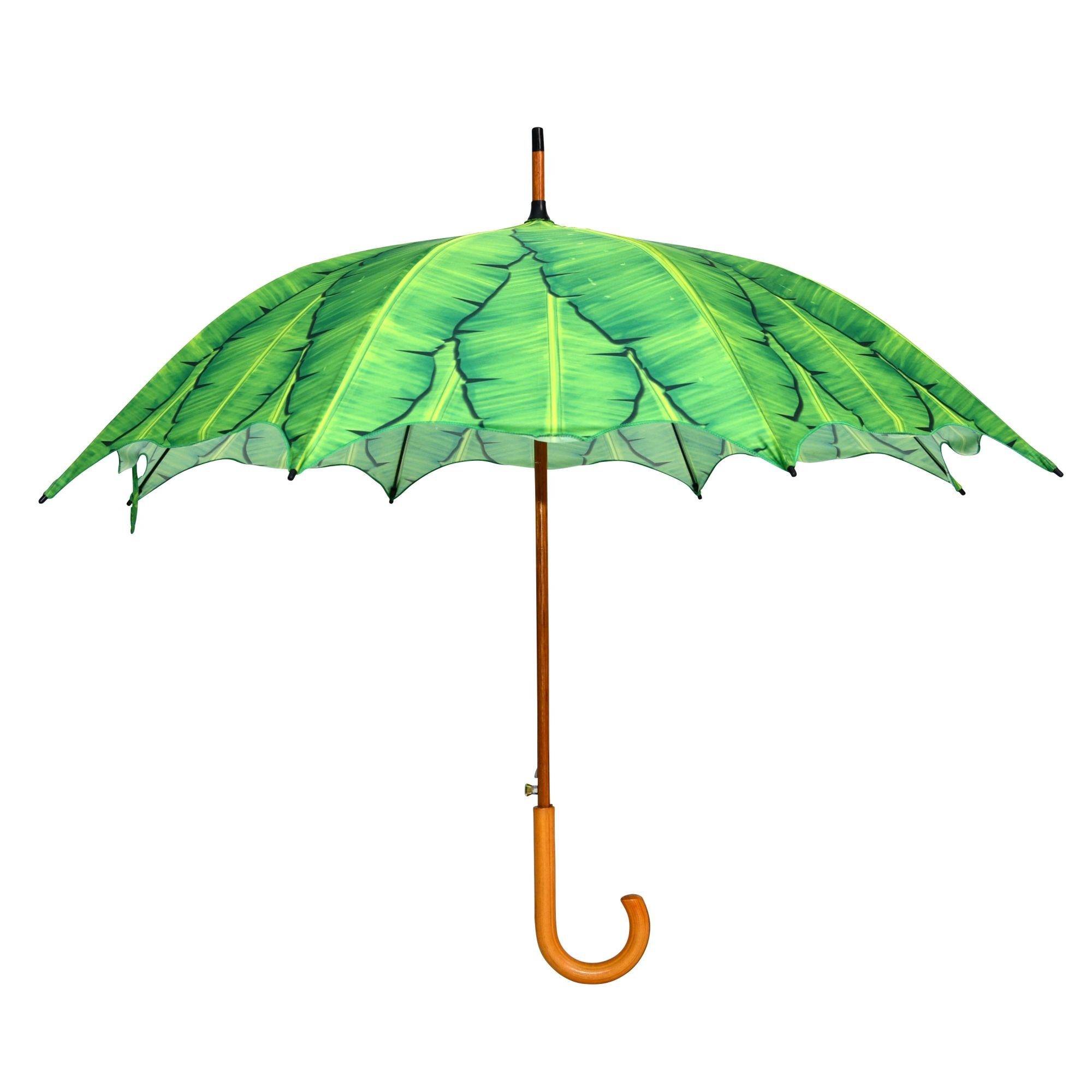 esschert design Stockregenschirm, Regenschirm Bananenblätter, Holz-Optik günstig online kaufen