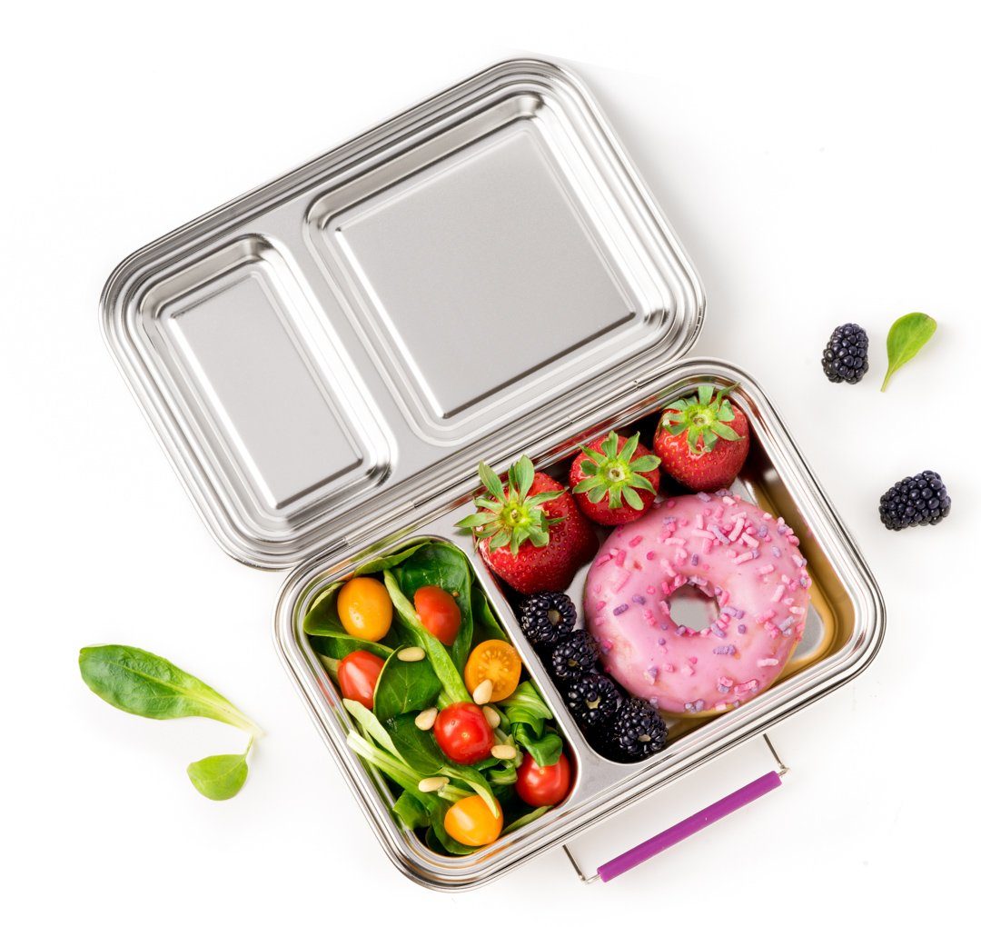 2 Brotdose, Lunchbox Kinder Bento Edelstahl - Brotbox Box Fächer DUO LEKKABOX