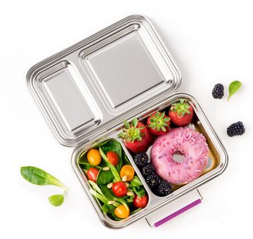 LEKKABOX Lunchbox DUO Edelstahl Brotdose, 2 Fächer - Kinder Bento Box Brotbox