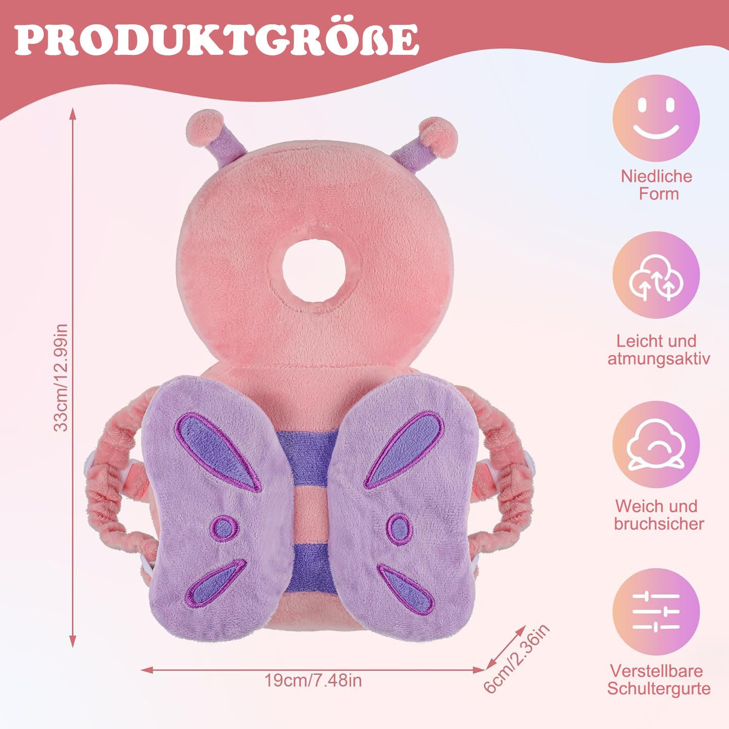HEYHIPPO Baby-Kopfschutz-Rucksack Baby Anti-Fall-Kopfstütze,verstellbares R günstig online kaufen