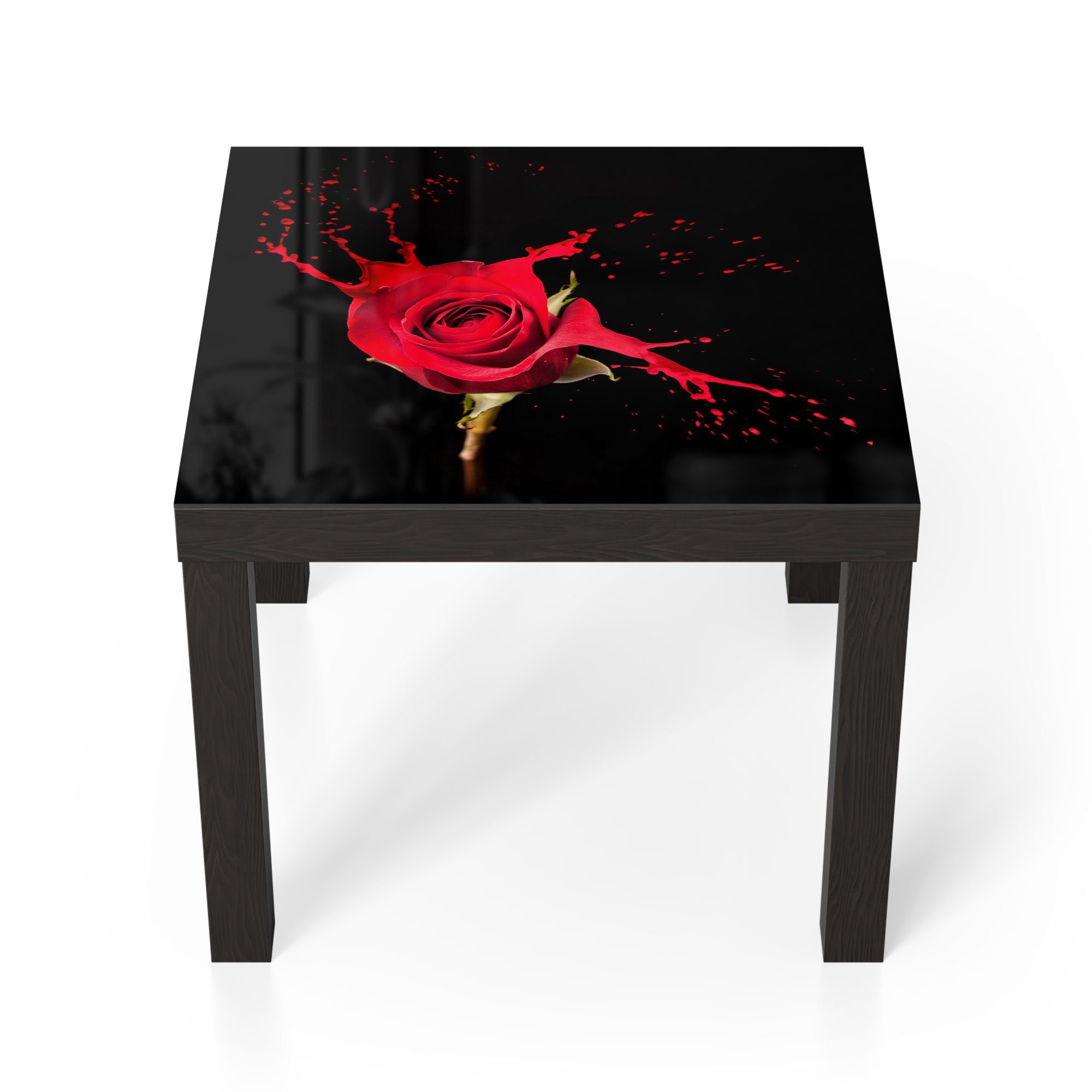 DEQORI Couchtisch 'Zerfließende Rosenblüte', Glas Beistelltisch Glastisch modern Schwarz