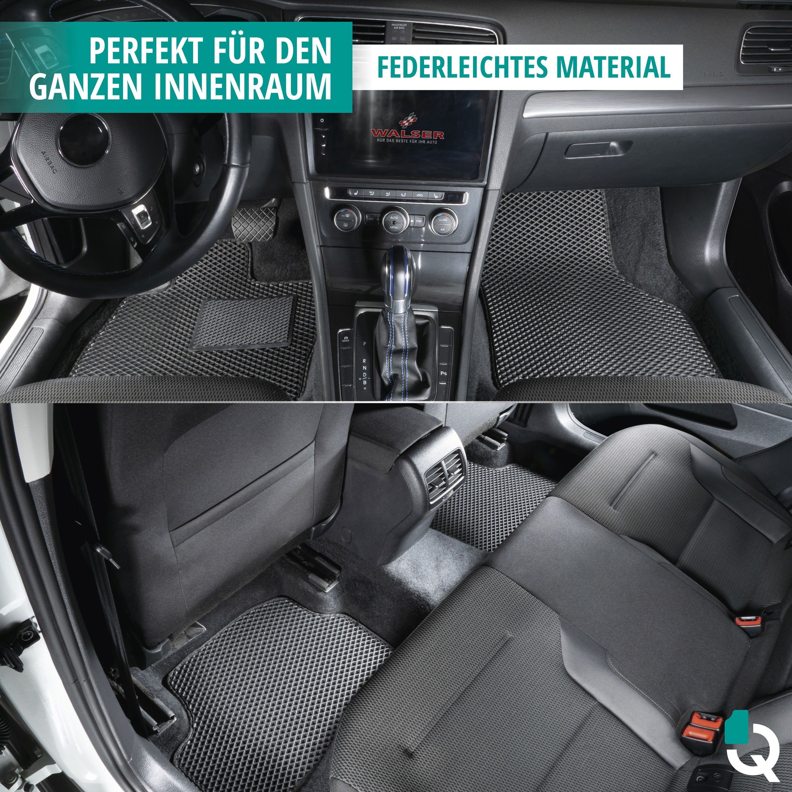 WALSER Auto-Fußmatten Automatte Passform Qlean (4 St), für MERCEDES-BENZ GLA-KLASSE (X156) MERCEDES-BENZ GLA-CLASS (X156), YB 12/2013-05/2022, 12/2013-05/2022