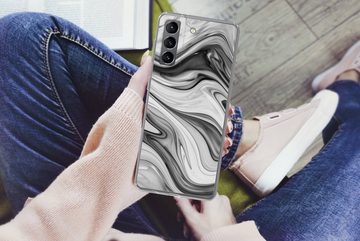 MuchoWow Handyhülle Marmor - Muster - Grau - Marmoroptik - Schwarz, Phone Case, Handyhülle Samsung Galaxy S21 Plus, Silikon, Schutzhülle