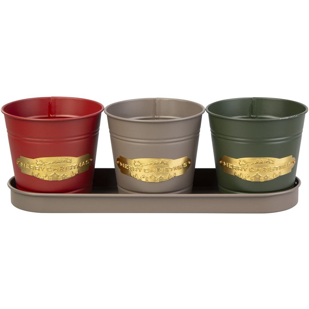 MICA Dekovase 3 Pflanztöpfe - Merry Christmas - rot/grau/grün - ca. 11 x 8 günstig online kaufen