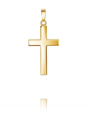 JEVELION Kreuzkette Kreuz Anhänger 333 Gold - Made in Germany (Goldanhänger, für Damen und Herren), Mit Kette vergoldet- Länge wählbar 36 - 70 cm.