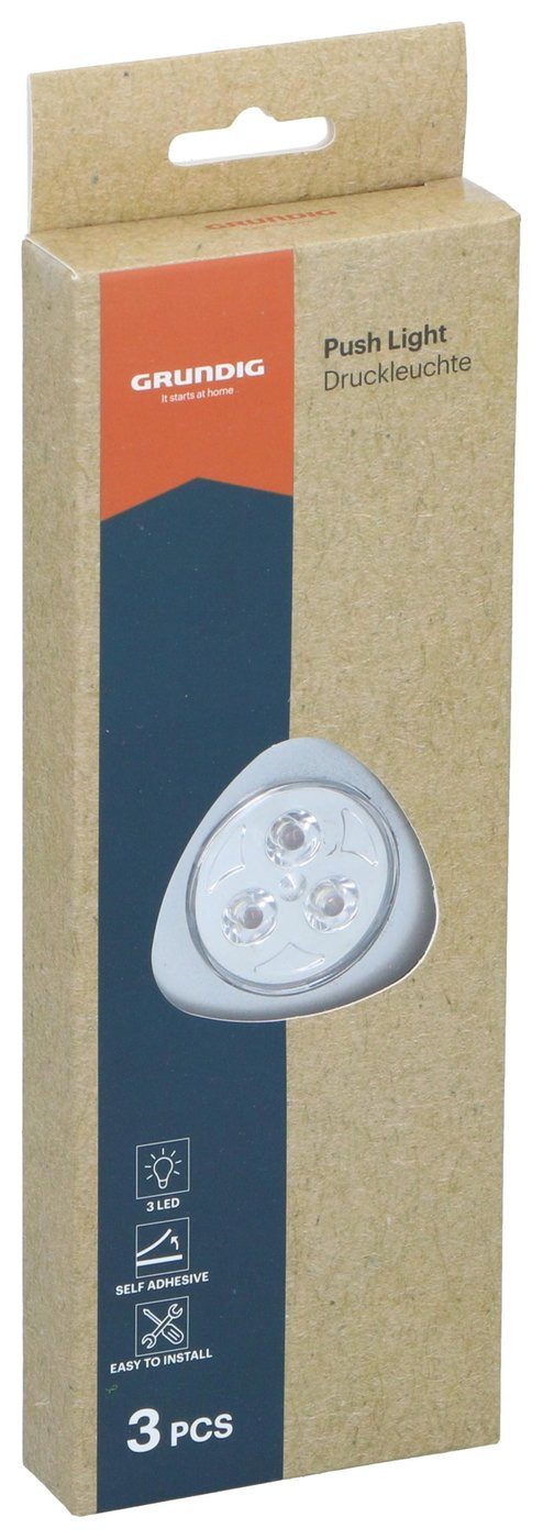Grundig Schrankleuchte 3er Set LED Druckleuchten Selbstklebend Schrankleuchten, LED fest integriert, Selbstklebende Montage, Druckschalter
