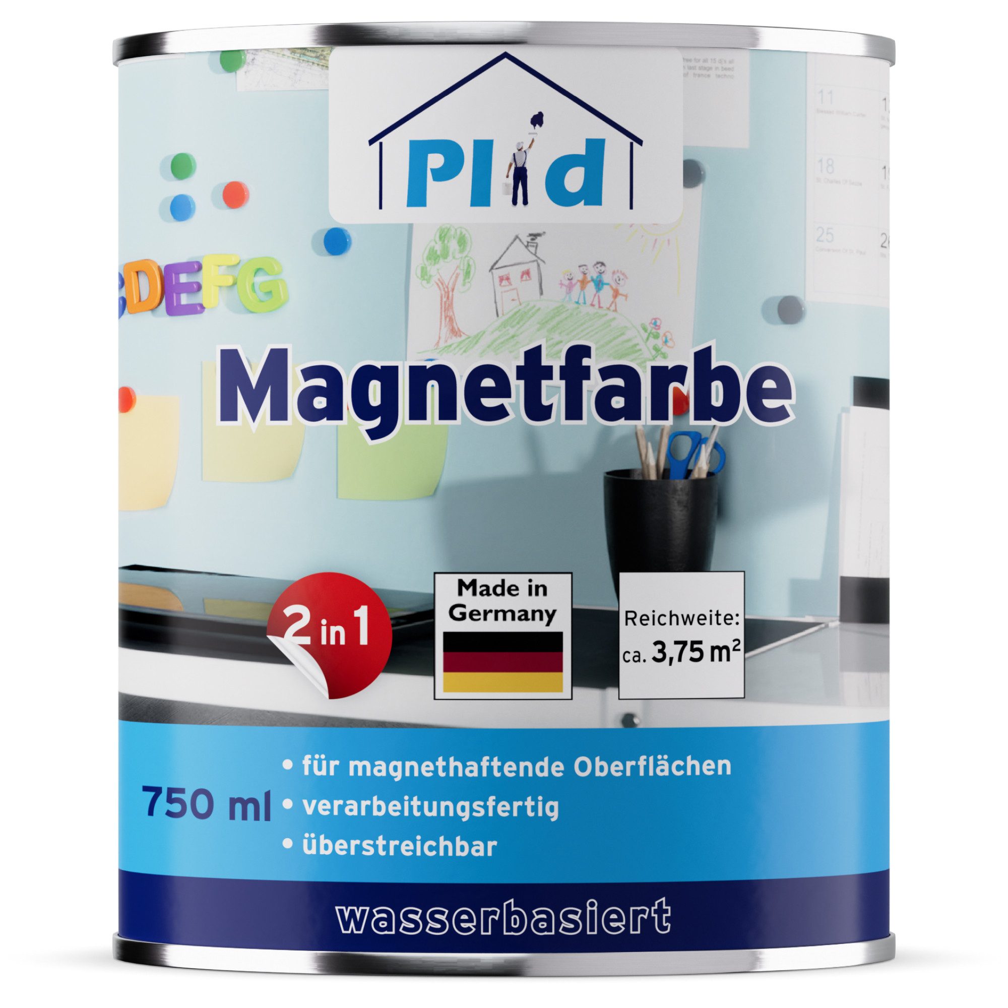 plid Magnetfarbe Premium Magnetfarbe Magnet Magnetlack Magnetwand, Schnelltrocknend, Magnetisch