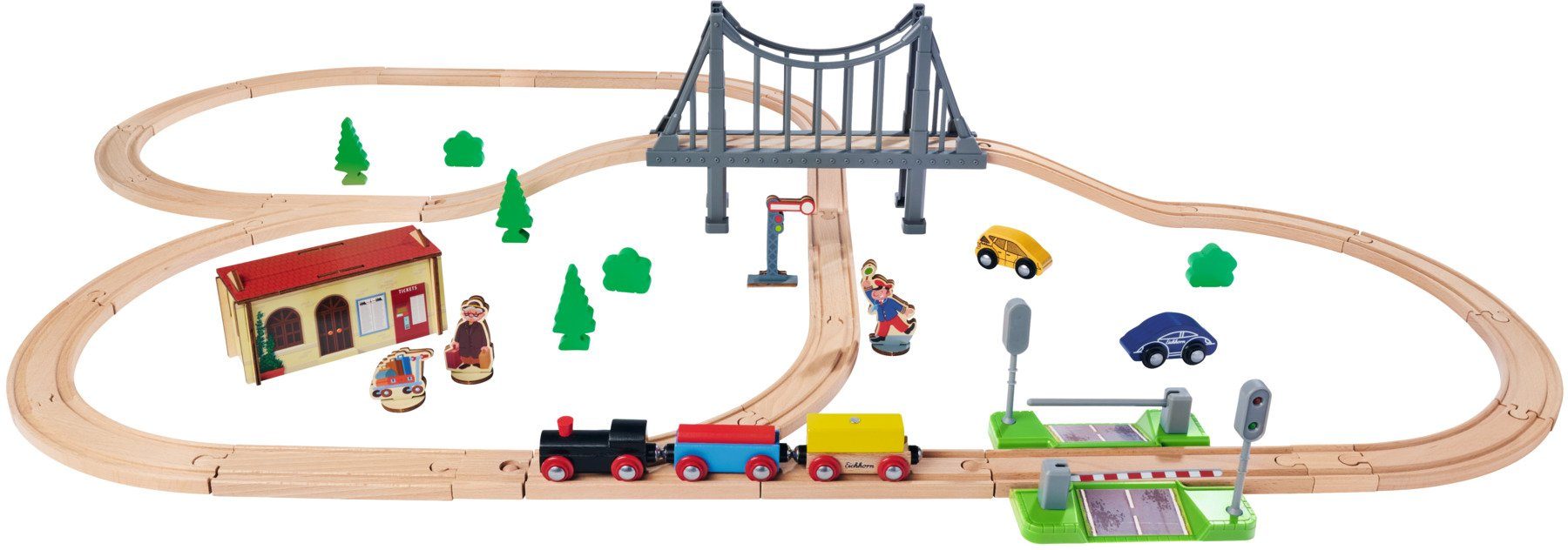 Eichhorn Spielzeug-Eisenbahn Bahnset mit Brücke, (Set, 55-tlg)