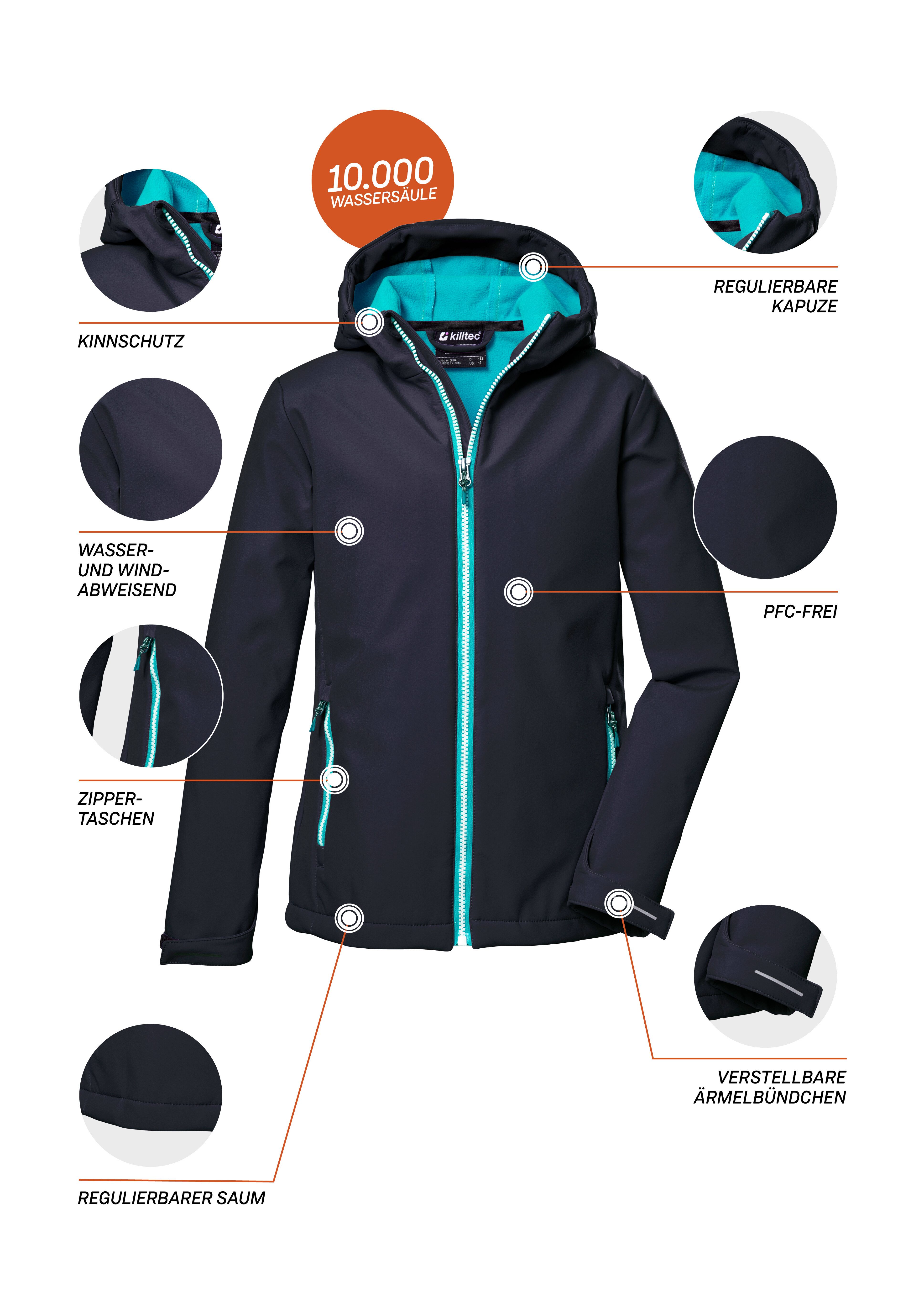 Killtec Softshelljacke KOS 358 GRLS SFTSHLL JCKT Wind- und wasserabweisend, PFAS-frei imprägniert