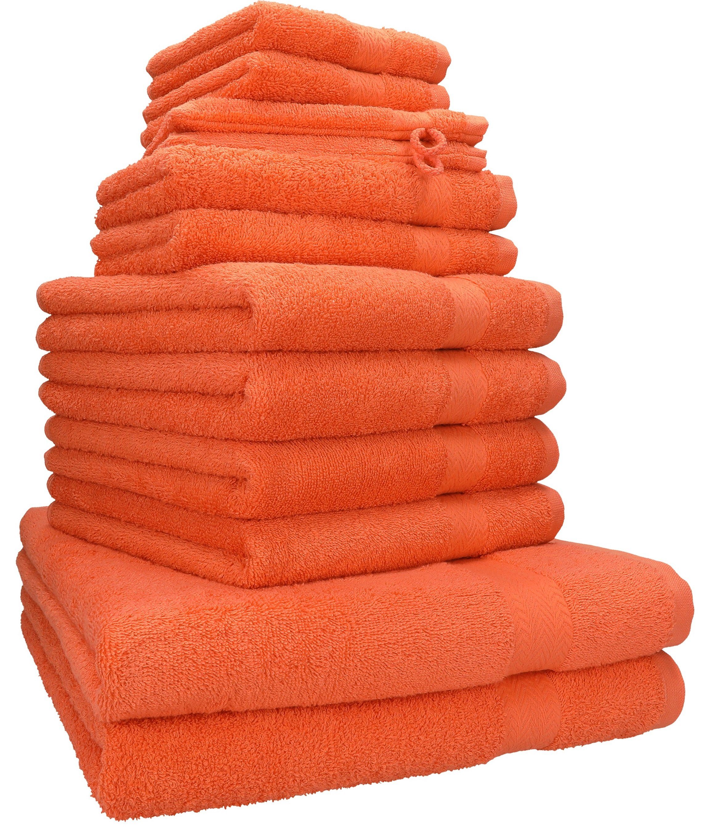 Betz Handtuch Set 12er Frottier Handtuch-Set PREMIUM 100% Baumwolle, 100% Baumwolle, (12-tlg) blutorange