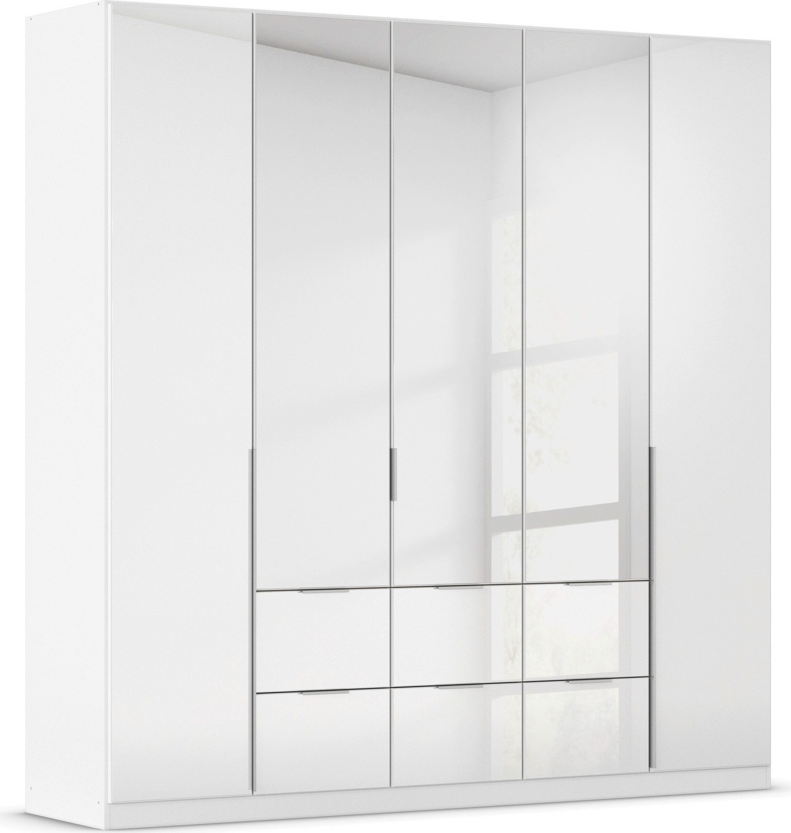 OTTO home Drehtürenschrank Kleiderschrank Kleiderschränke Schrank Garderobe AGORDO mit Glasfront (in zwei Griff-Farben, Breiten 91-360 cm) mit Außenschubkästen, in 7 Breiten und 2 Höhen MADE IN GERMANY