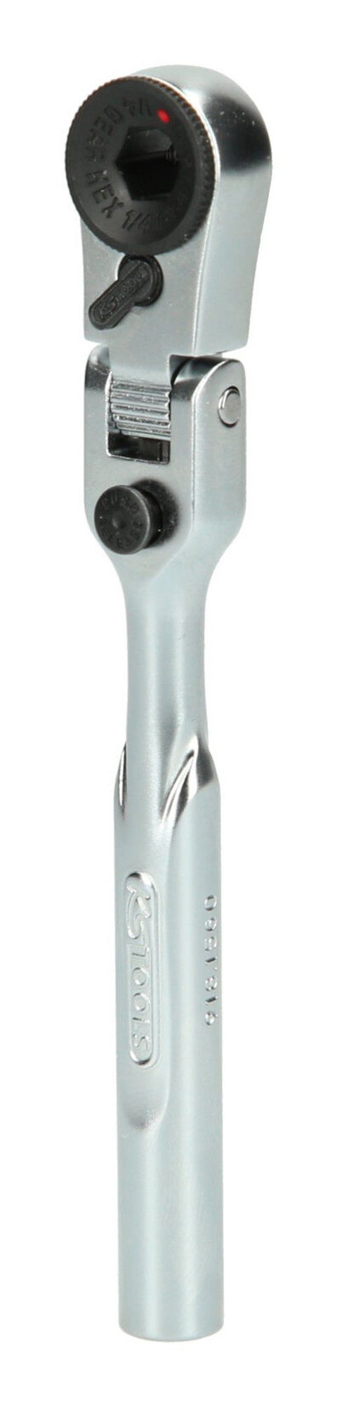 KS Tools Ratschenringschlüssel, 1/4" Bit-Gelenk-Umschalt-Knarre, Länge 119 mm