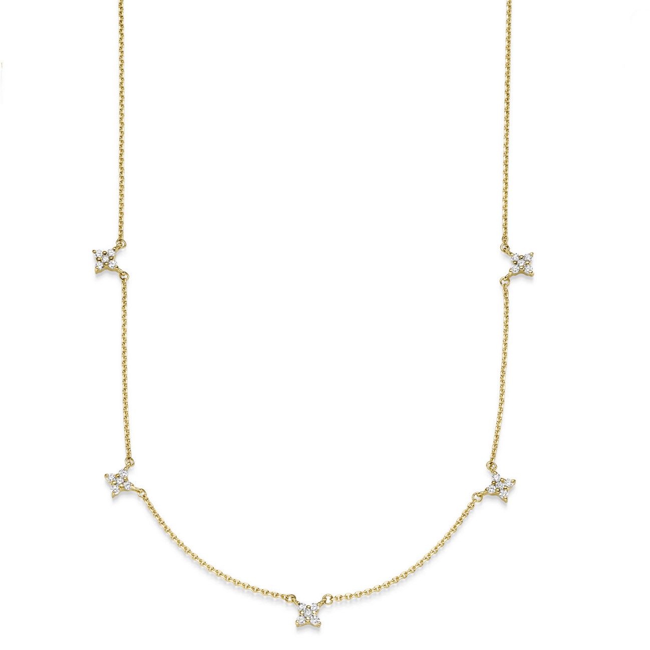 Goldkette Diamant Collier Goldkette 25 Brillianten 0.3ct. 750-18 Karat Gold 42cm