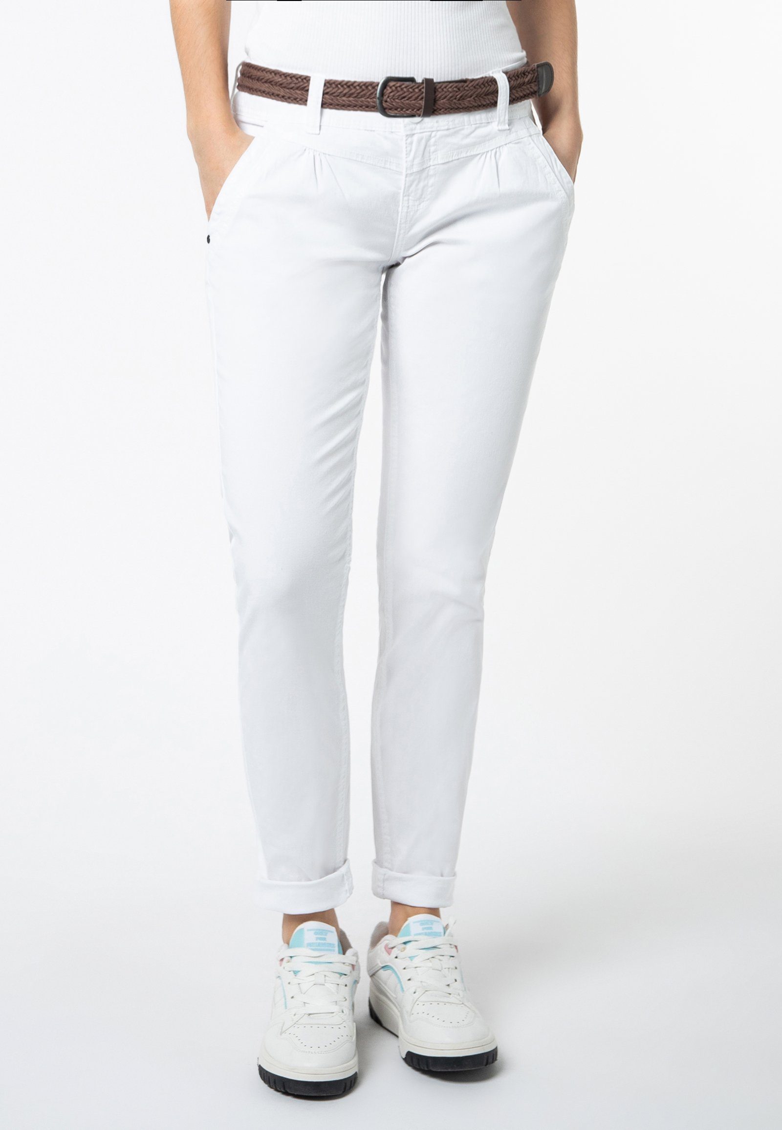 Chinohose Chino Hose mit Gürtel