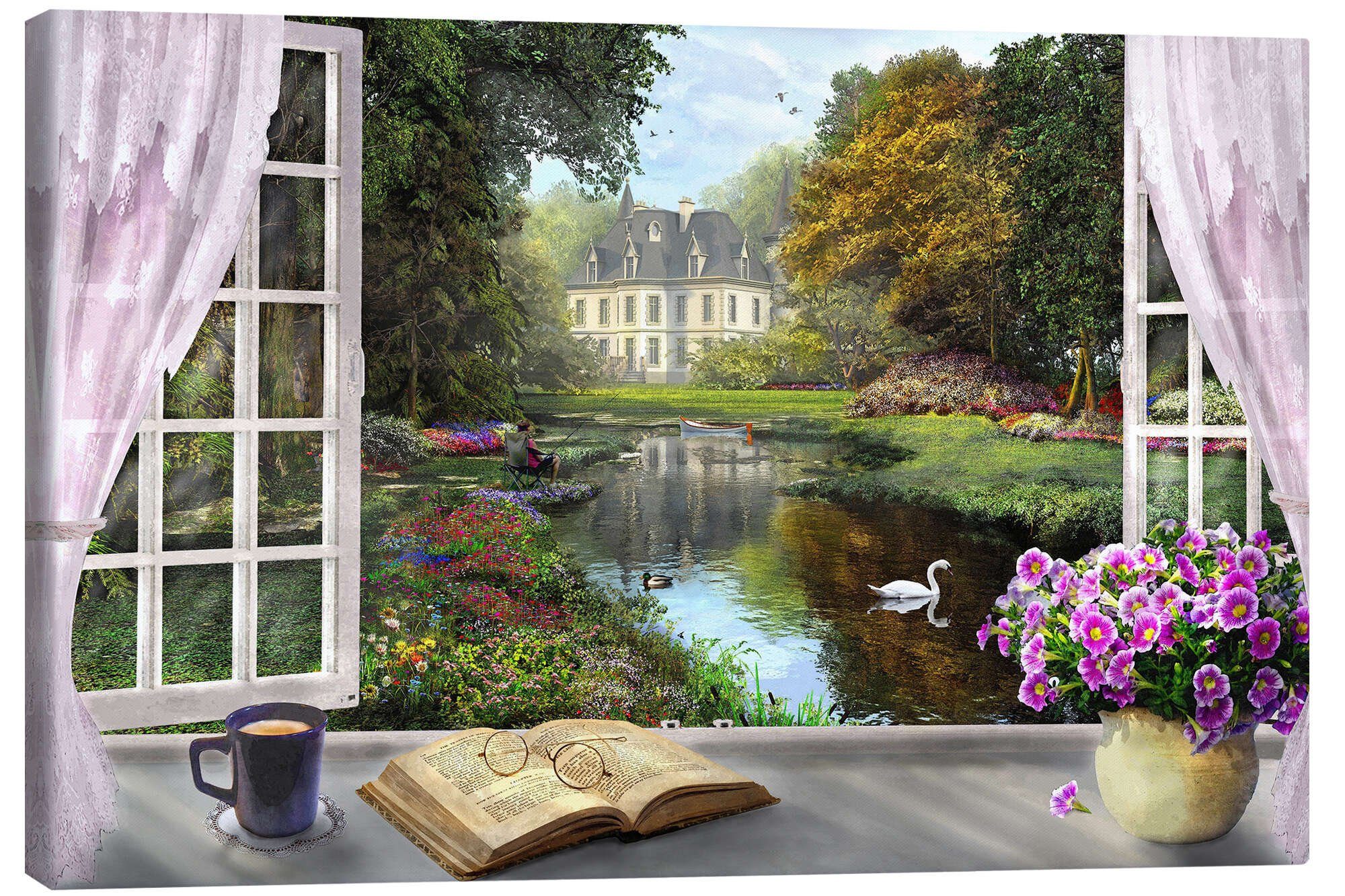 Posterlounge Wandbild Fenster mit idyllischem Blick, Dominic Davison, erhältlich als Poster, Leinwandbild, Wandsticker oder Acrylglasbild