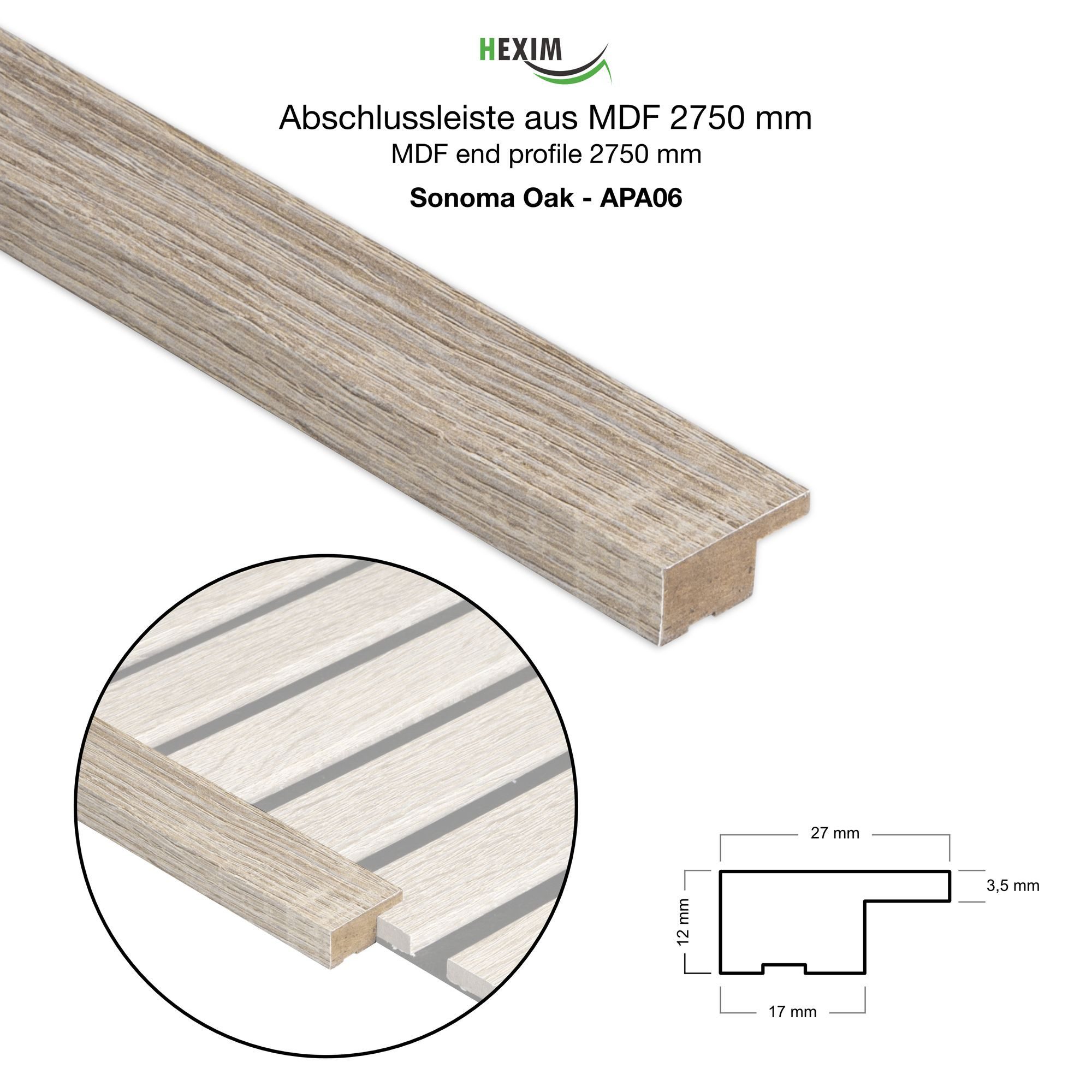 Hexim Wanddekoobjekt APA06 (Abschlussleiste 275x2,7cm passend günstig online kaufen