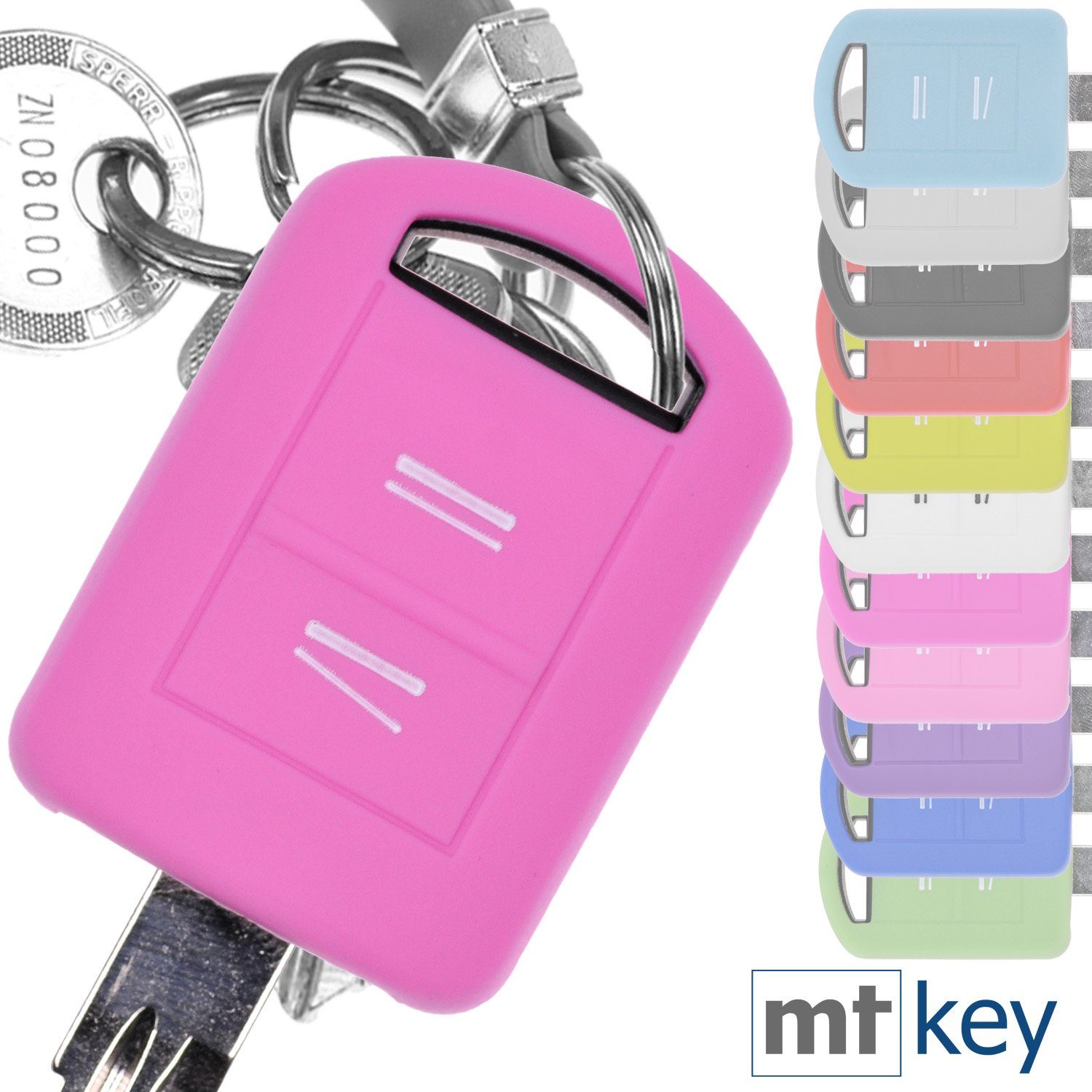 mt-key Schlüsseltasche Autoschlüssel Softcase Silikon Schutzhülle Rosa, für Opel Combo C Corsa C Meriva A Tigra TwinTop