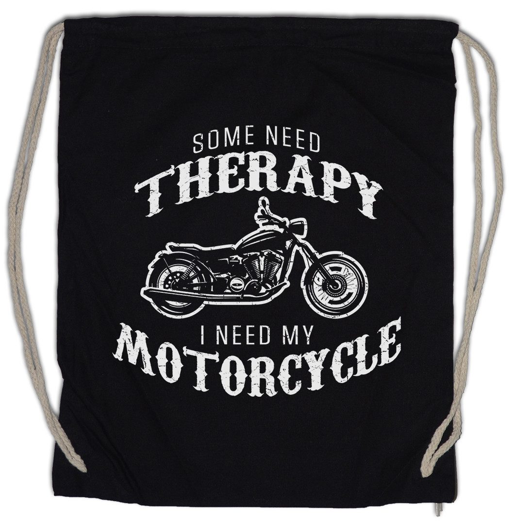 Turnbeutel Motorcycle Therapy Turnbeutel Biker Rocker Schrauber Motorrad Club